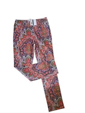 GRETCHEN SCOTT colorful paisley floral pants cotton spandex stretch bold chic S